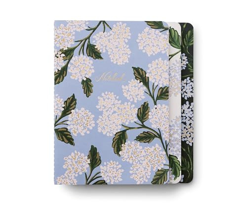 RIFLE PAPER CO. Stitched Notebook Set, 3-Pack Lined Journals with Canvas Paper Cover, Gold Foil A... | Amazon (US)