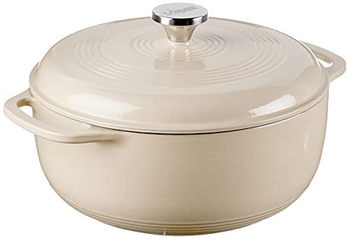 Lodge 6 Quart Enameled Cast Iron Dutch Oven with Lid – Dual Handles – Oven Safe up to 500° F or on Stovetop - Use to Marinate, Cook, Bake, Refrigerate and Serve – Sandalwood | Amazon (US)