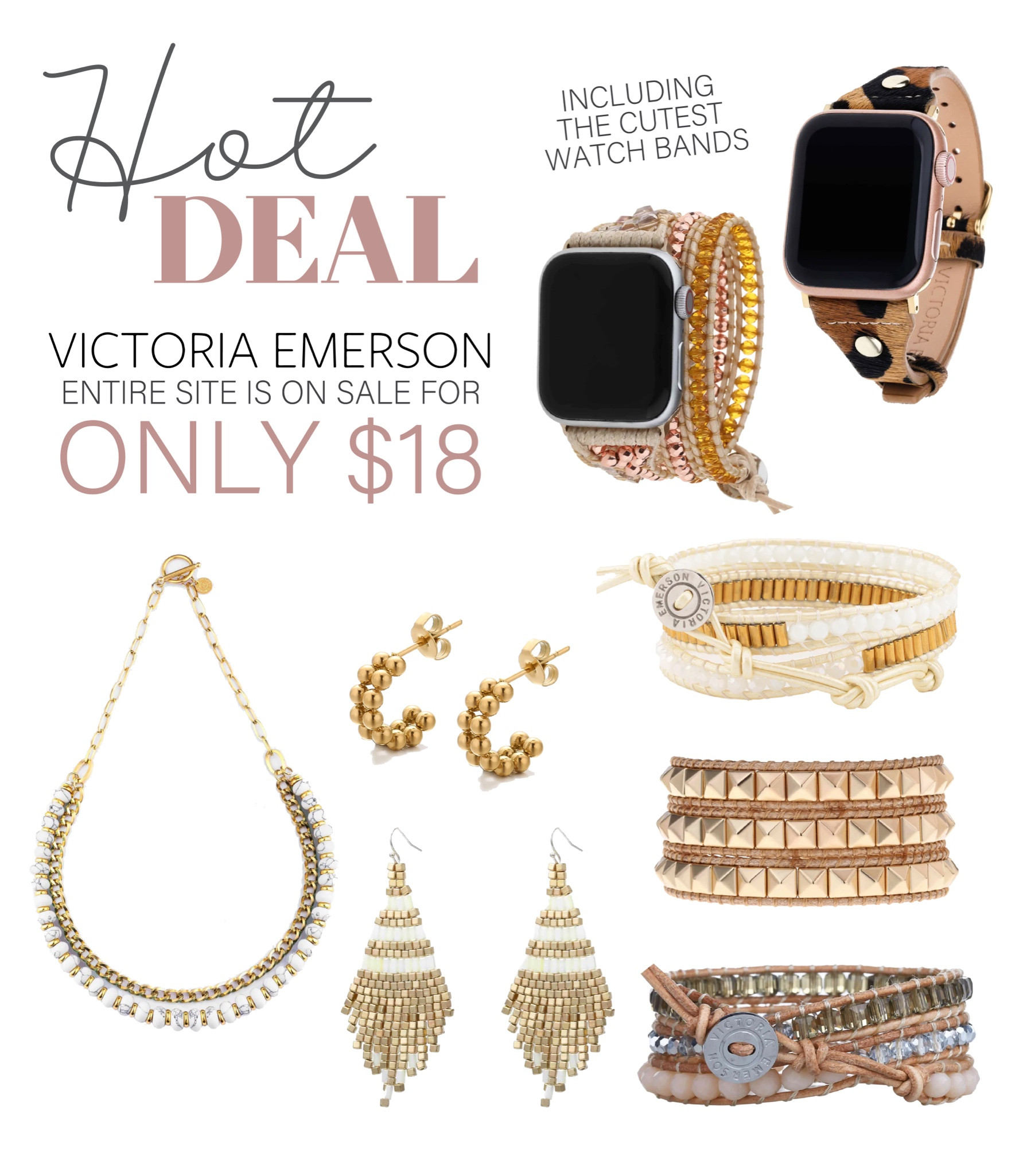 The entire Victoria Emerson site is on sale for only $18! So many cute accessories including wrap bracelets, earrings and even watch bands! 

#LTKSeasonal
