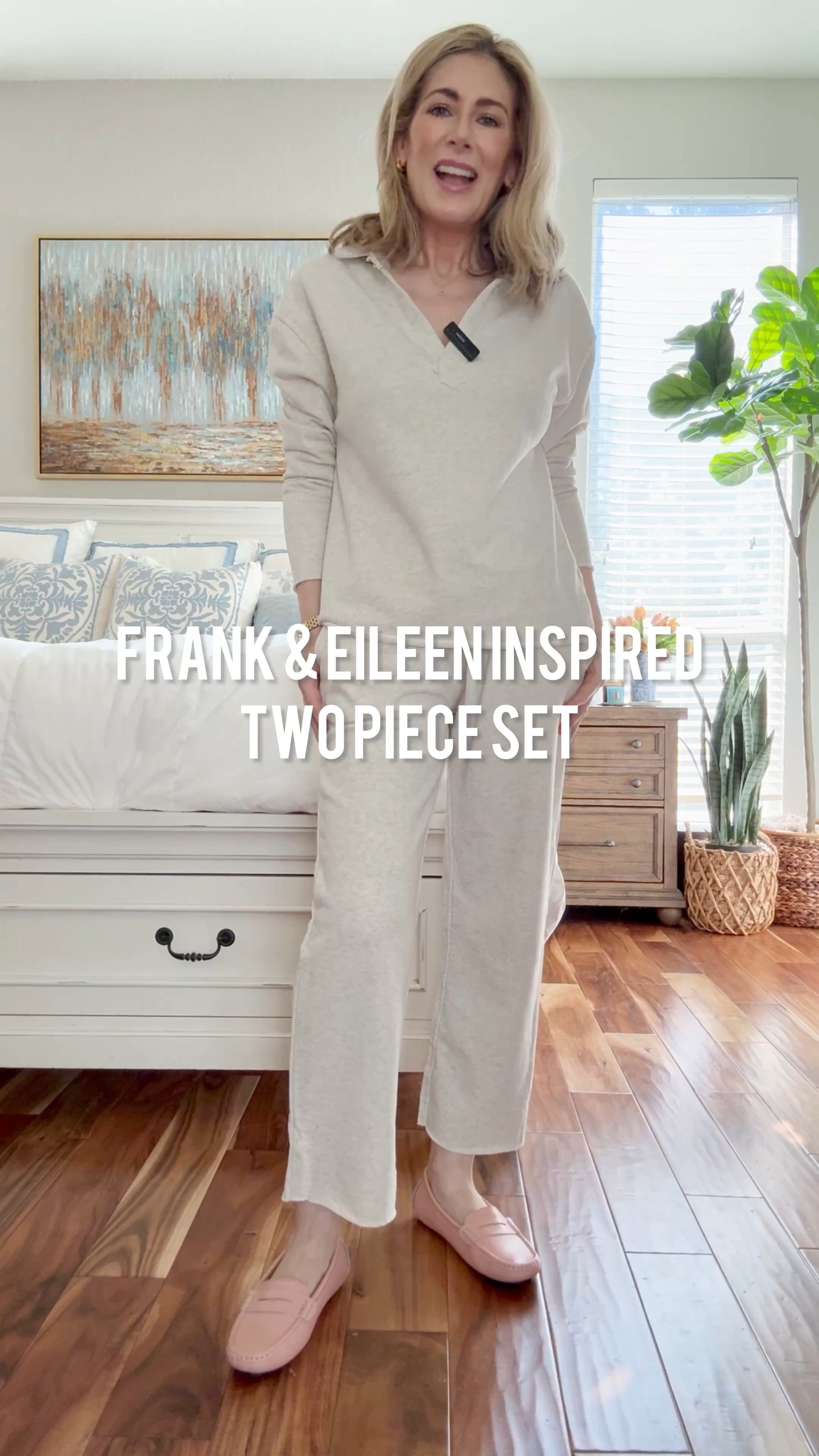 This cozy soft set comes in six colors, including a pretty light pink and comes in sizes XS-XL. I’m wearing it light grey in an XS. I love the raw edge details and that the whole set is under $50! I just threw on some faux leather slippers and a pair of go to huggie earrings for an easy work from home look. 

Sizing tips & codes:
Sleeves have a tapered arm, so if you need a wider sleeve for your forearm, size up one. 

Loafers run big, size down ½ size. 

Use code GOLDGIRL15 on the earrings for 15% off!

#traveloutfit #twopieceset #loungewear #frankandeileeninspired #amazonfinds #fashionover50 

#LTKOver40 #LTKFindsUnder50 #LTKWatchNow