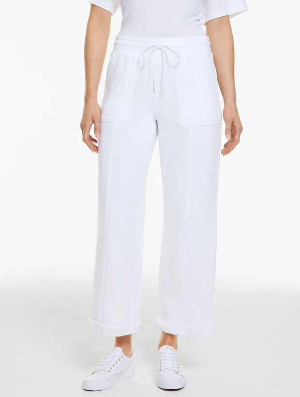 Cozy French Terry Wide Crop Pants | Talbots