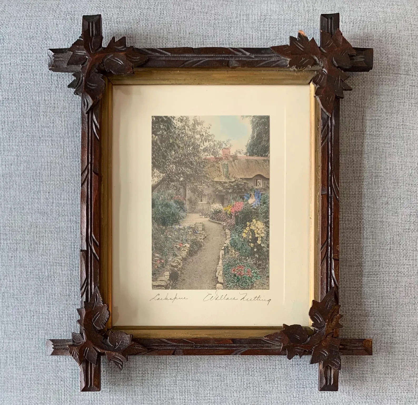 Vintage Adirondack Framed Wallace Nutting Colored Photograph Larkspur | Etsy (Global)