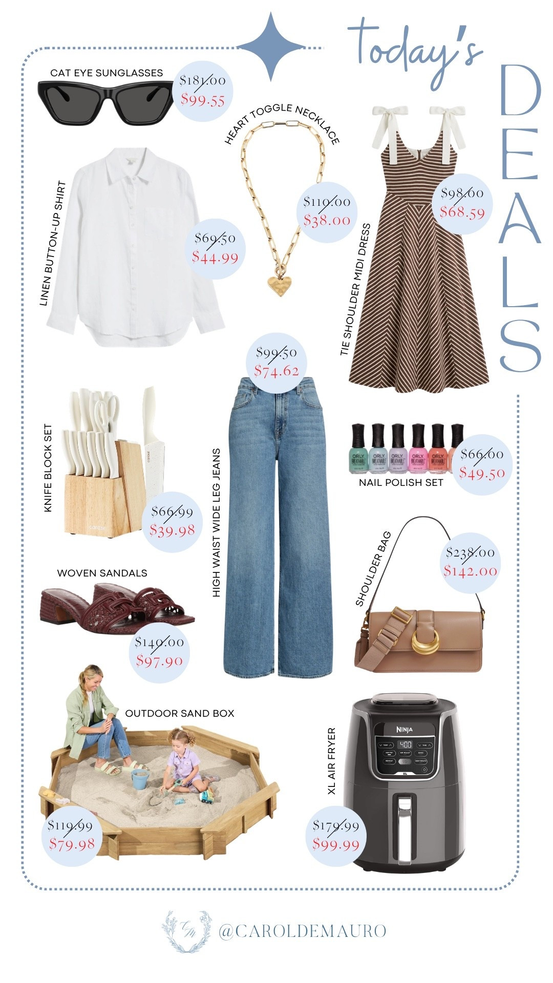 Your summer wishlist just got a major discount, and your wallet will thank you! From chic fashion finds to kitchen must-haves, today's deals are too good to scroll past. Shop fast before these prices are gone!

daily deals, sale alert, summer fashion, linen shirt, wide leg jeans, midi dress, cat eye sunglasses, woven sandals, shoulder bag, outdoor sandbox, limited time deal, home finds