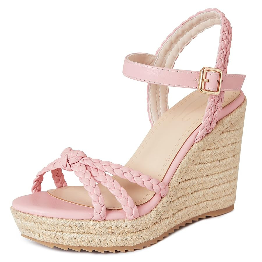 mikarka Espadrille Wedge Sandals for Women Braided Knot Ankle Strap Open Toe Platform Sandals | Amazon (US)