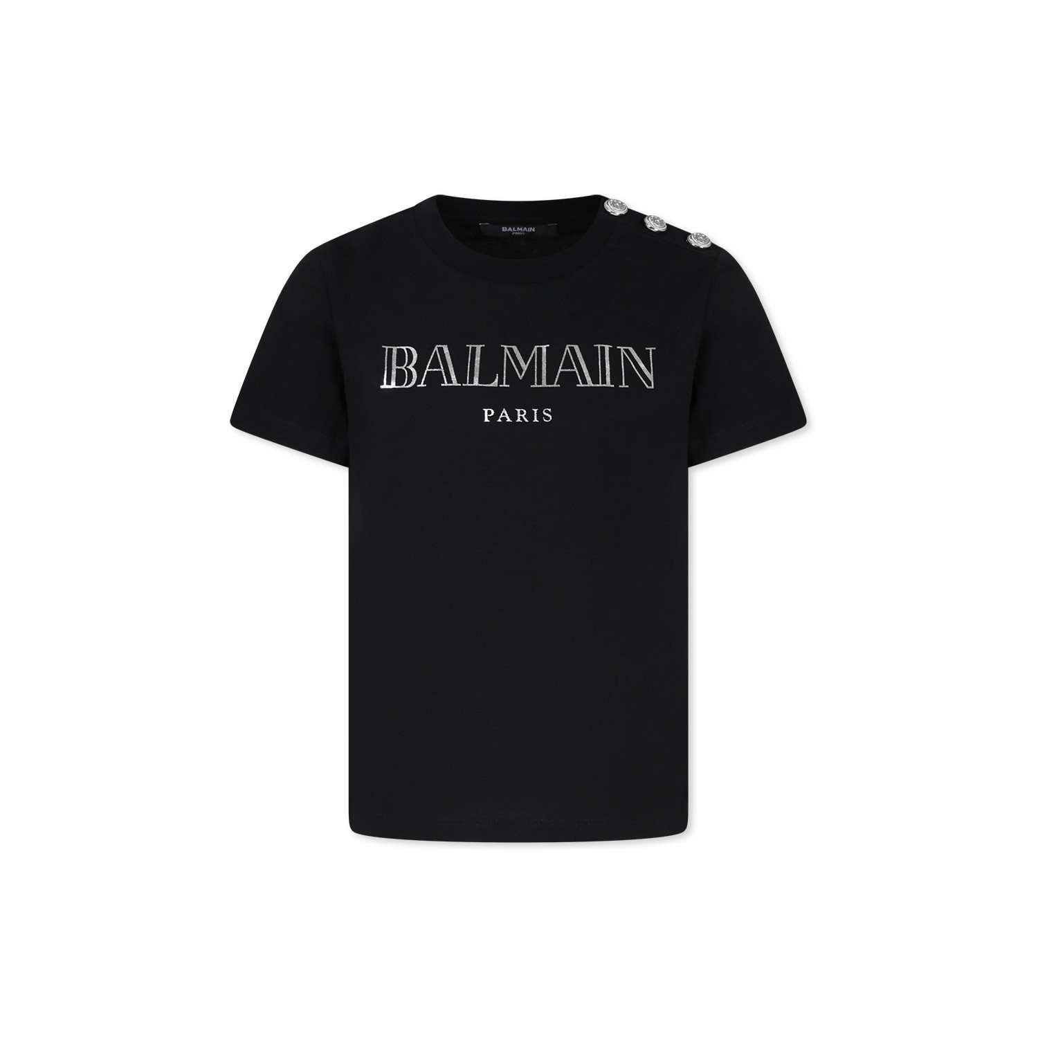 Balmain Black T-shirt For Girl With Logo | Italist.com US