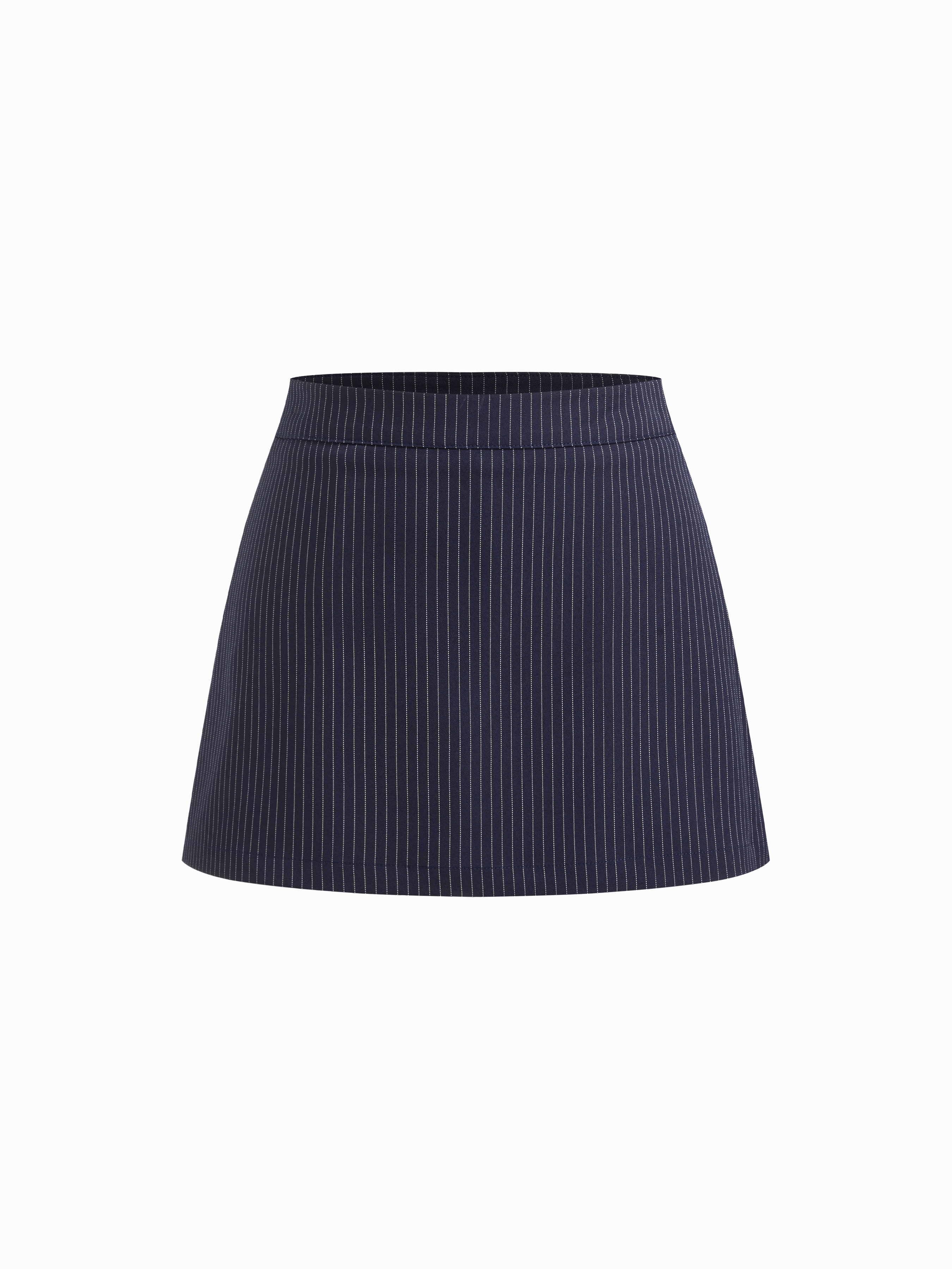 Woven Mid Rise Striped A-line Mini Skort For Work | Cider