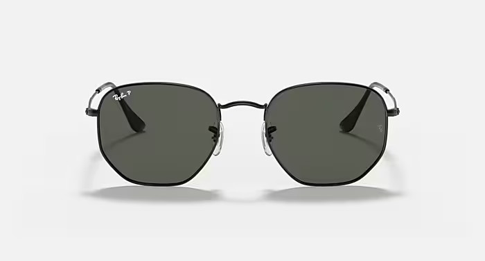 Ray-Ban Sunglasses Hexagonal Flat Lenses Polarized - Black Frame Green Lenses 51-21 | Ray-Ban (US)