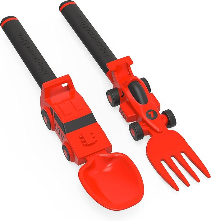 Dinneractive Utensil Set for Kids – Red Race Car Themed Fork and Spoon for Toddlers and Young C... | Amazon (US)