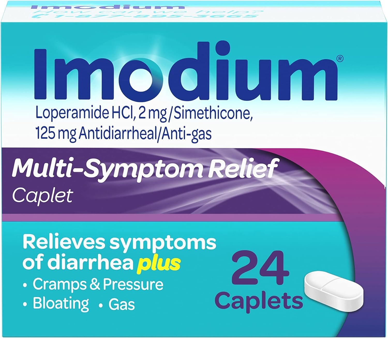 Imodium Multi-Symptom Relief Caplets with Loperamide Hydrochloride and Simethicone, Anti-Diarrhea... | Amazon (US)