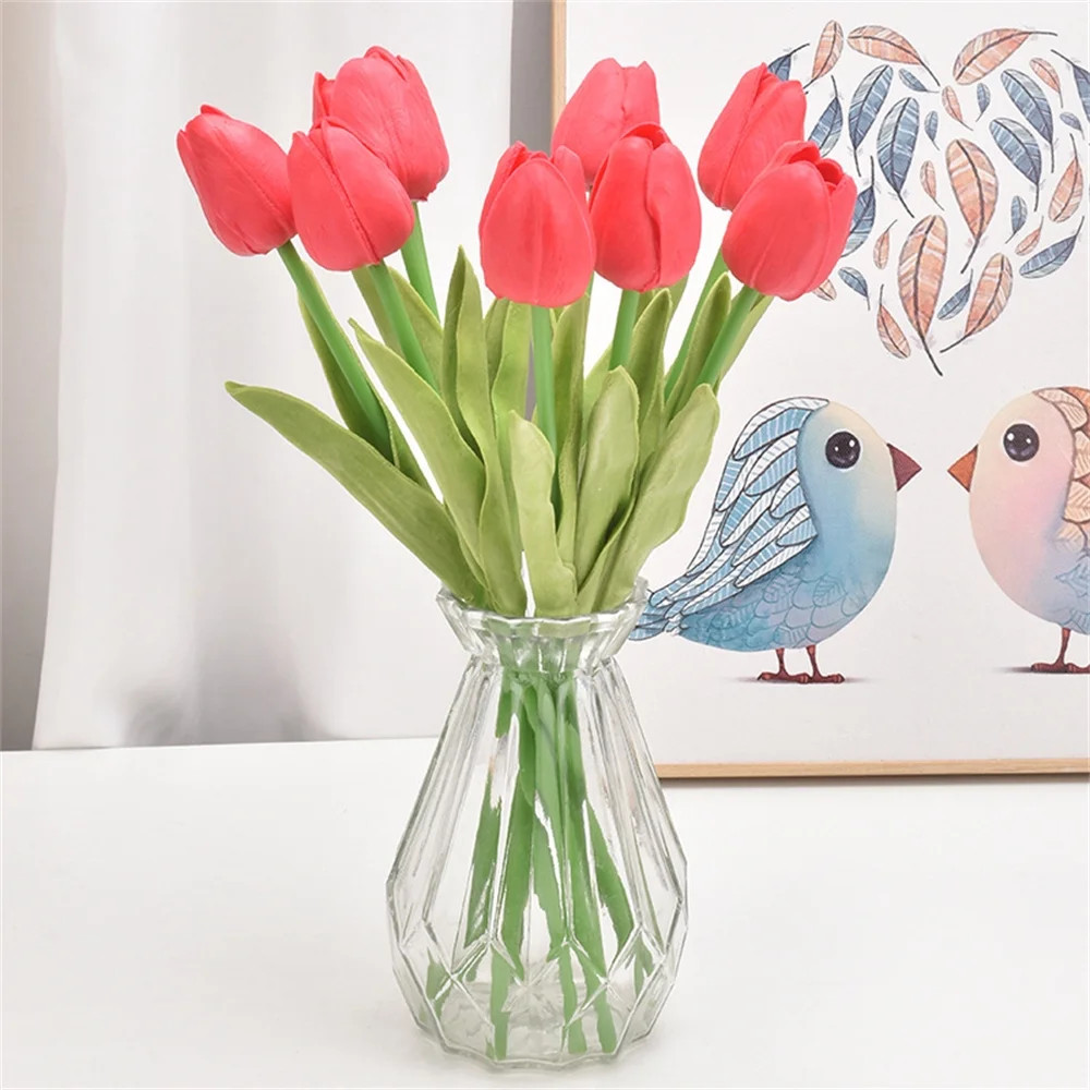 Multicolor Tulips Artificial Flowers Faux Tulip Stems Real Feel PU Tulips for Easter Spring Wreat... | Walmart (US)