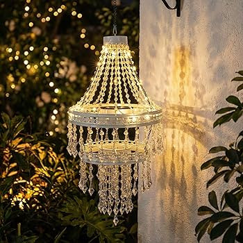 Solar Crystal Hanging Chandelier Outdoor Decorative Garden Light | Amazon (US)
