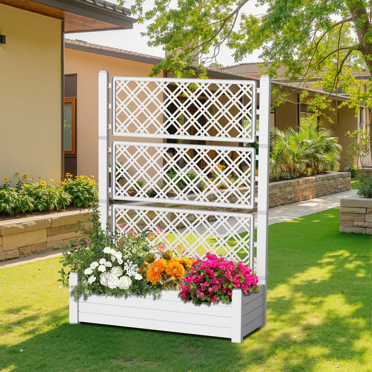 Outdoor/Indoor/Decor Resin Planter Box with Trellis | Wayfair North America