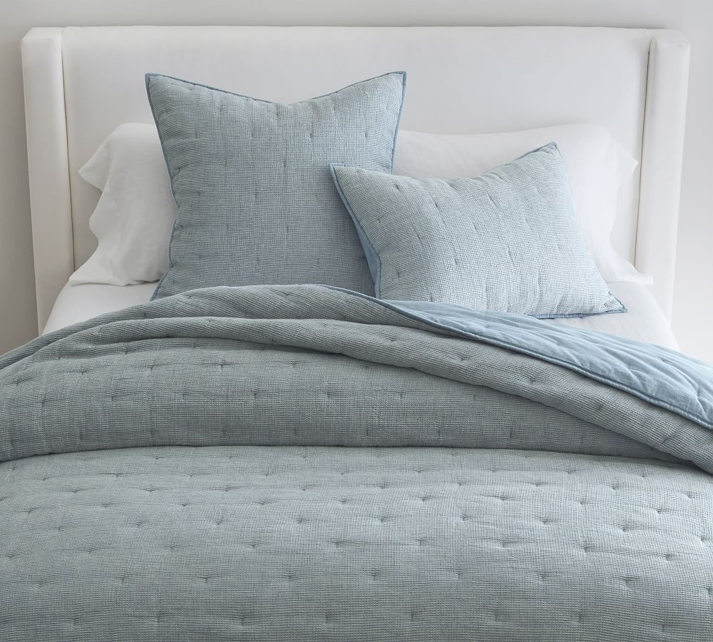 Chambray Belgian Flax Linen Waffle Quilt, King/Cal. King | Pottery Barn (US)