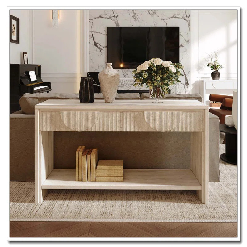 55.12" Long Console Table with Storage Drawers & Open Shelf | Wayfair North America