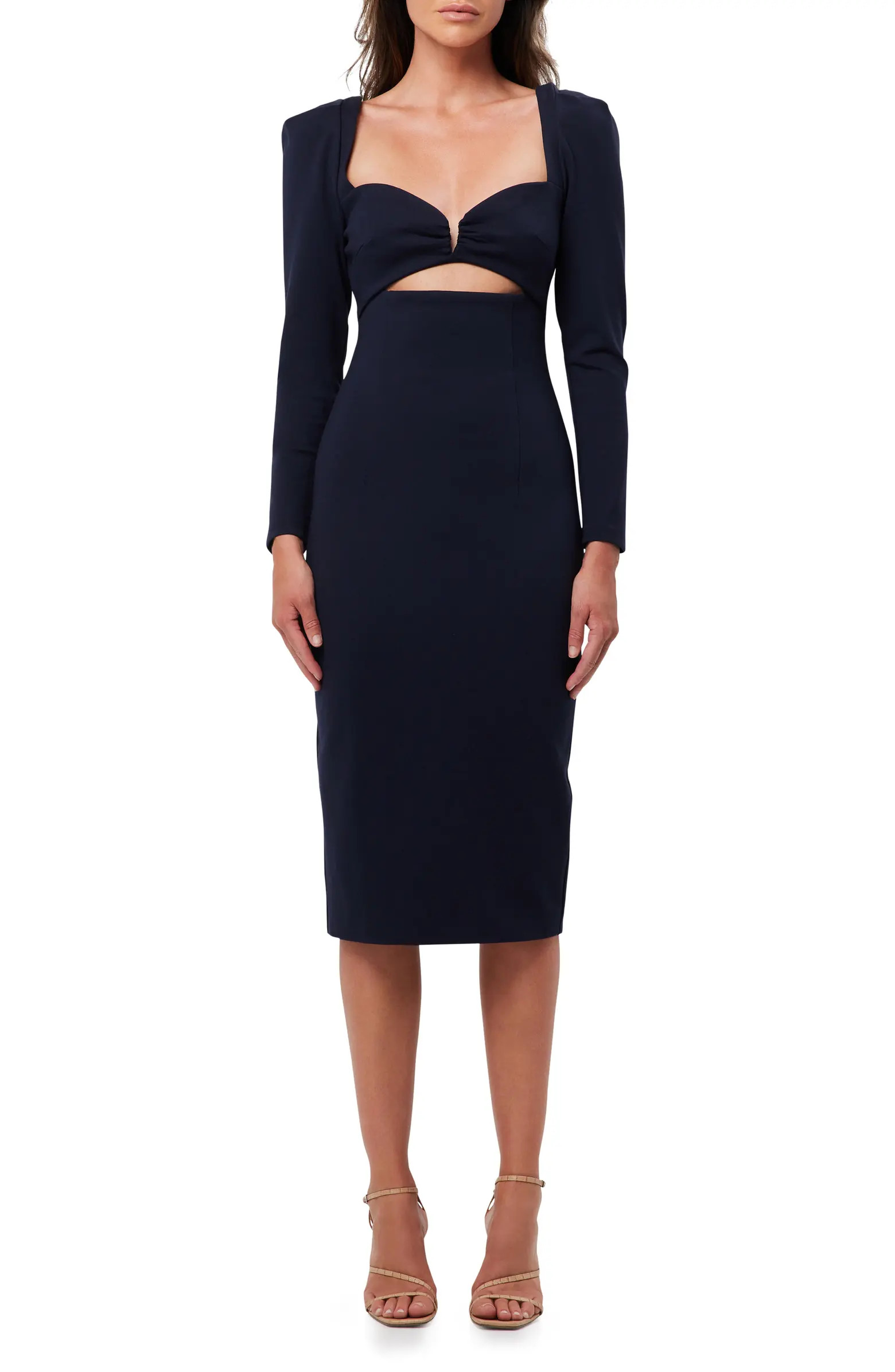 Elliatt Scarlette Cutout Long Sleeve Sheath Midi Dress | Nordstrom | Nordstrom