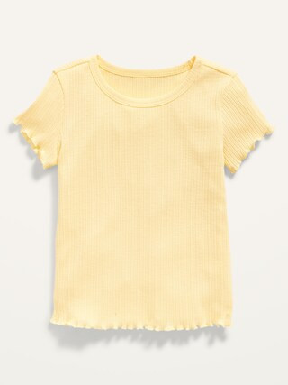 Short-Sleeve Rib-Knit Lettuce-Edged Tee for Toddler Girls | Old Navy (US)