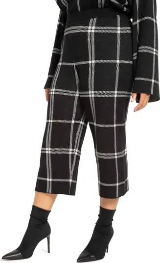 Windowpane Plaid Crop Knit Pants | Nordstrom