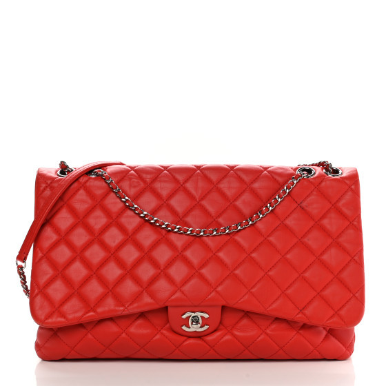 Lambskin Quilted Chanel 3 Maxi Flap Bag Red | FASHIONPHILE (US)
