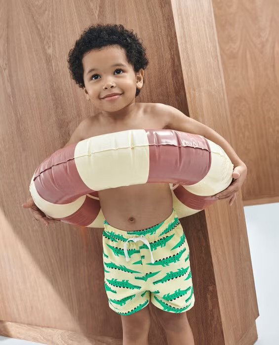 Boys' June The Gator On Yellow Swim Trunks in 100% Recycled Poly - Size Big Kids 8 by Hanna Andersson | Hanna Andersson