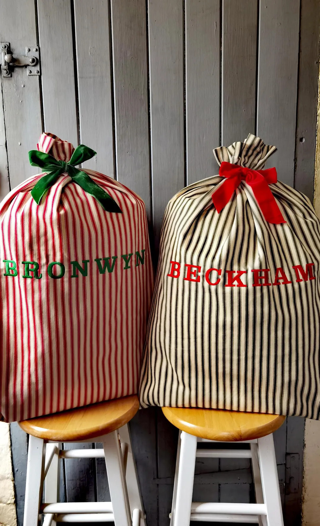 Handmade Red Striped Christmas Sack, Personalized Santa Bag - Etsy | Etsy (US)