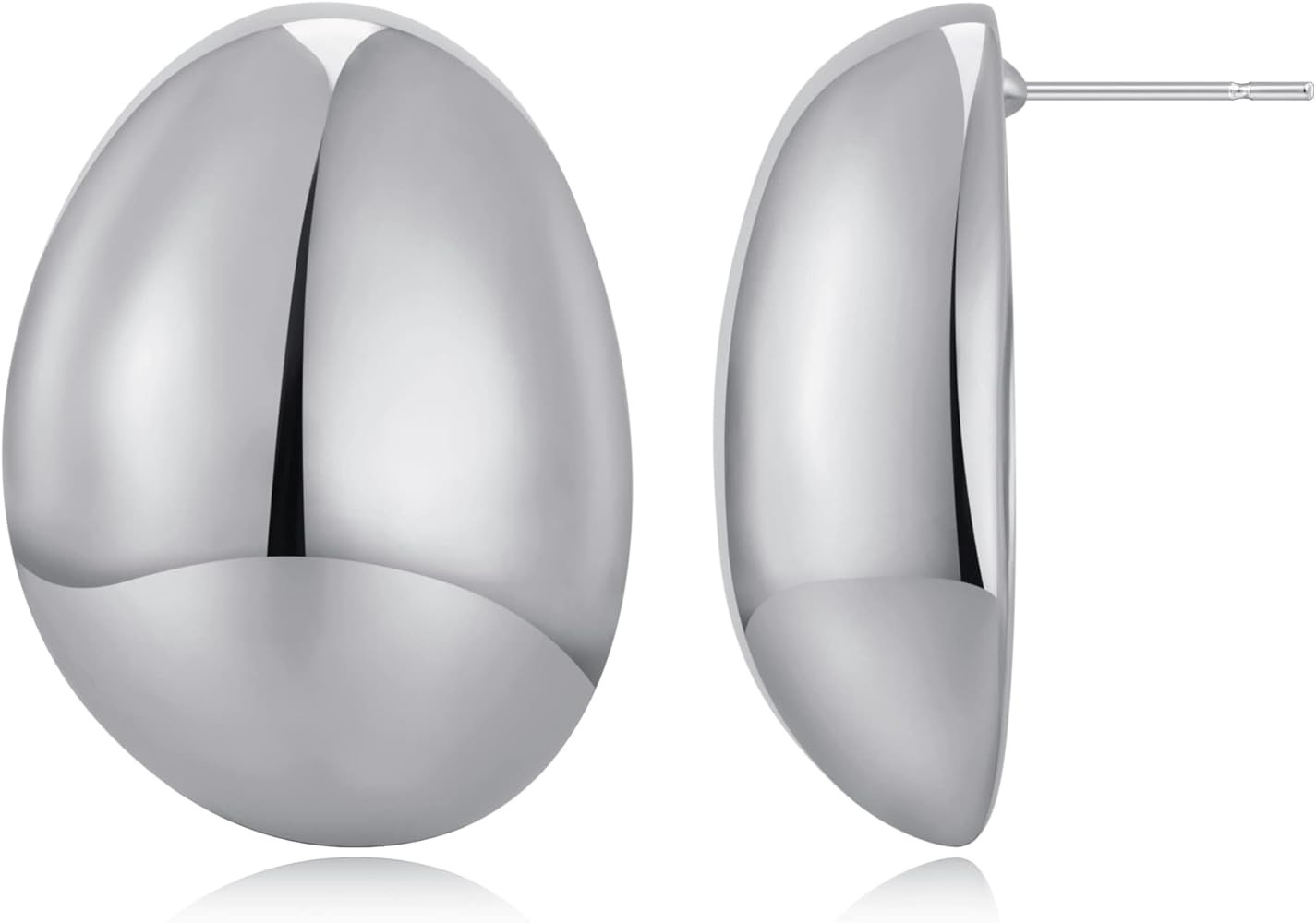 Gold Silver Big Oval Dome Circle Square Ball Wide Hoop Earrings Geometry Statement Earrings for Wome | Amazon (US)