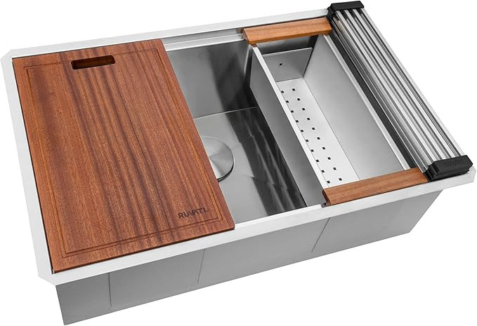 Ruvati 30-inch Workstation Ledge Undermount 16 Gauge Stainless Steel Kitchen Sink Single Bowl - R... | Amazon (US)