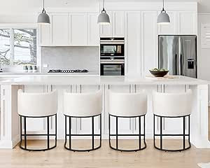 Modern Counter Height Linen Fabric Upholstered Counter Stools Set of 4, 24 '' Kitchen Island Stoo... | Amazon (US)