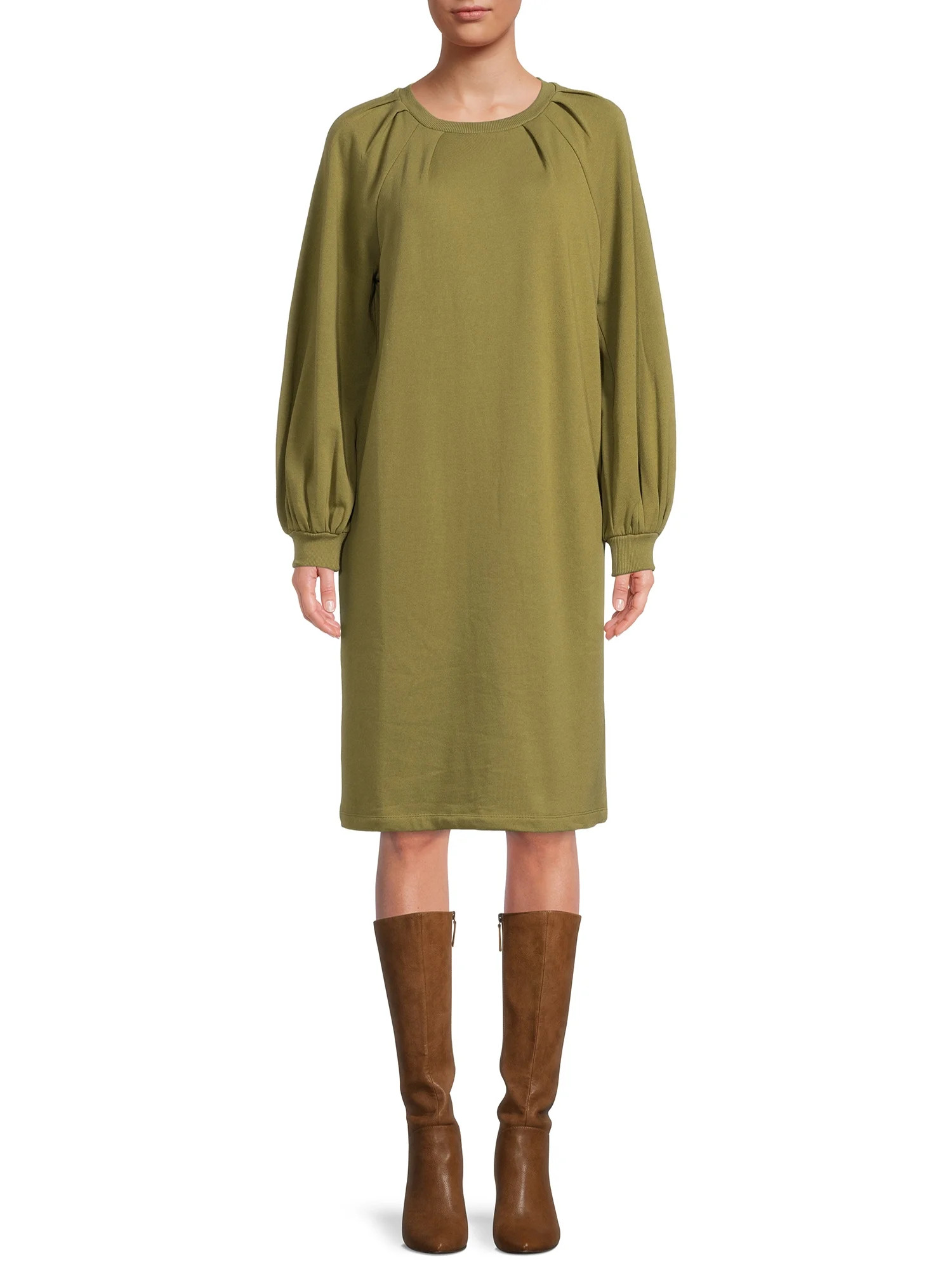 The Get Women's Balloon Sleeve Sweatshirt Dress - Walmart.com | Walmart (US)