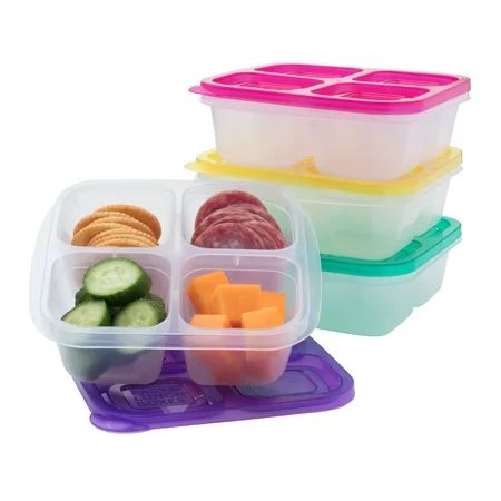 EasyLunchboxes® - Bento Snack Boxes - Reusable 4-Compartment Food Containers for School Work and Tra | Walmart (US)