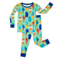 Aqua Rainbow Sprinkles Two-Piece Bamboo Viscose Pajama Set | Little Sleepies