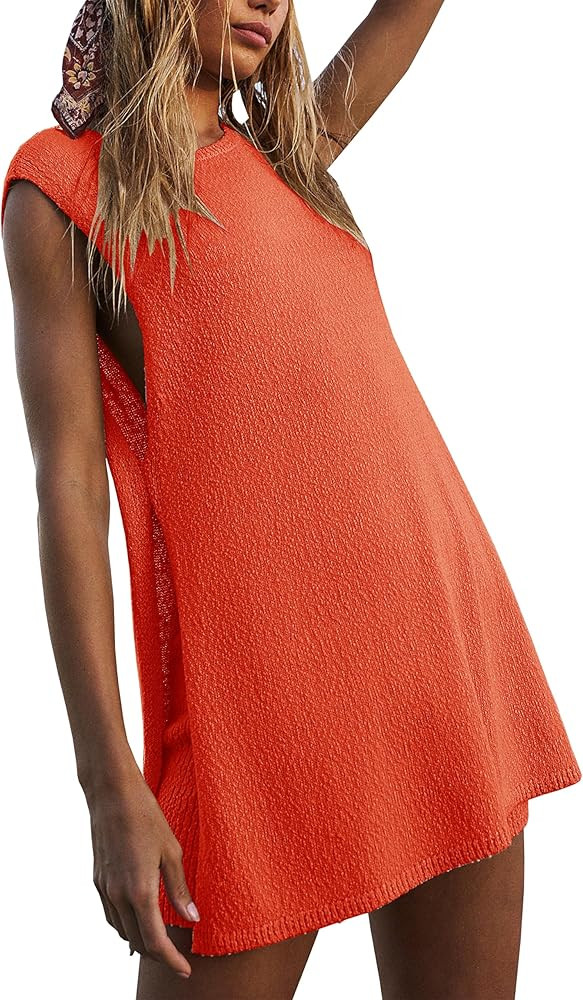 Womens 2024 Summer Knit Lounge Sets Sweater Sets Tank Top and Shorts 2 Piece Outfits Pajama Sets | Amazon (US)