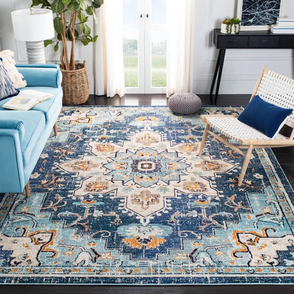Felty Oriental Cream/Light Blue Area Rug | Wayfair North America