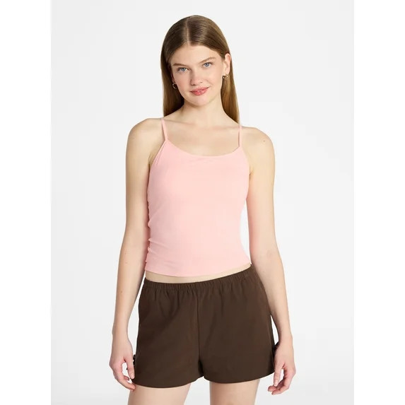 No Boundaries Cropped Cami Top with Shelf Bra, Women's XXS-XXL | Walmart (US)