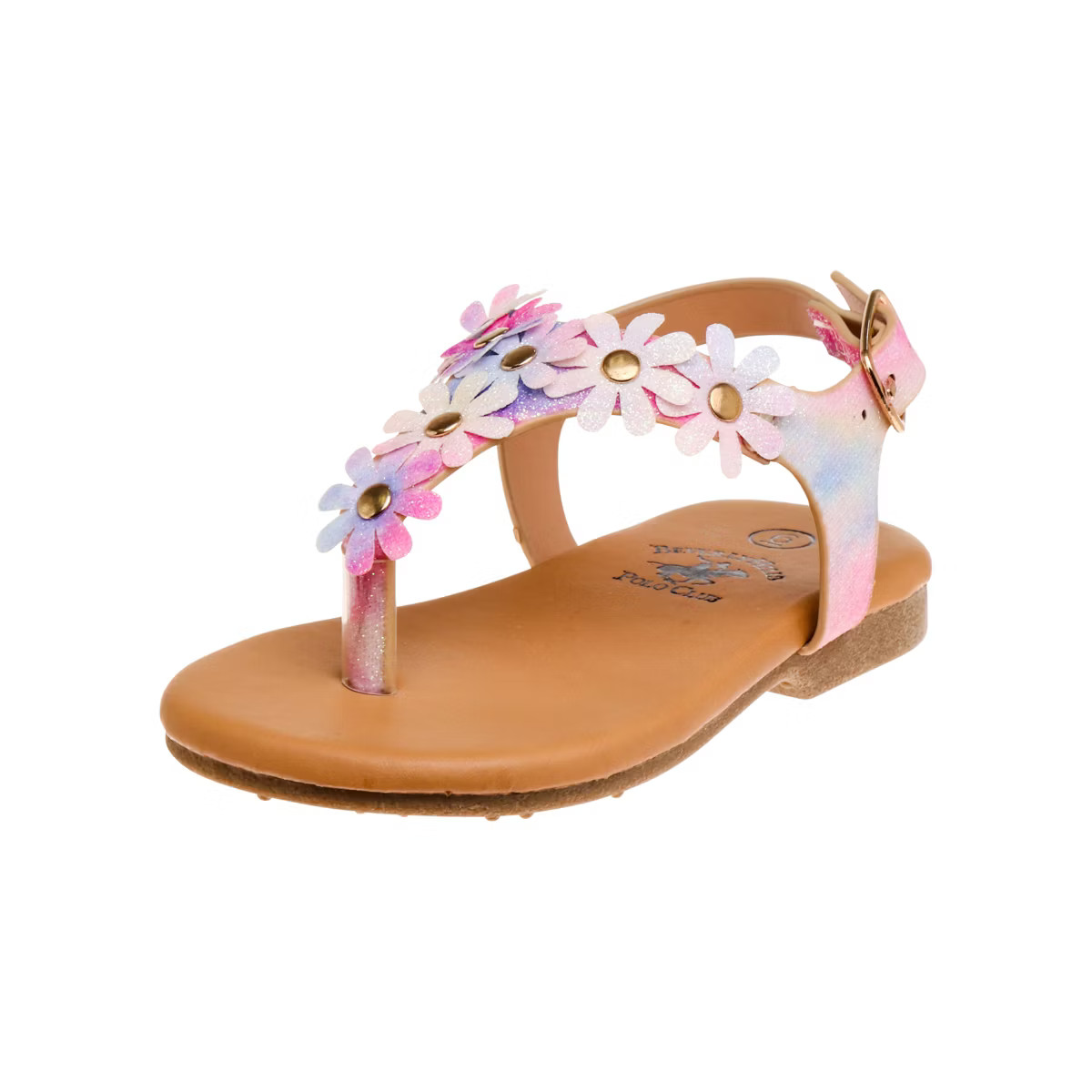 Beverly Hills Polo Club Girls Thong Sandal with Multi Flower Accents (Toddler) | Target