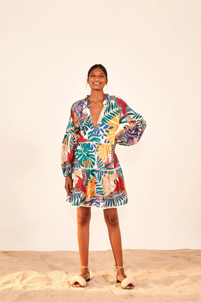 off white macaw mini dress | FarmRio (US)