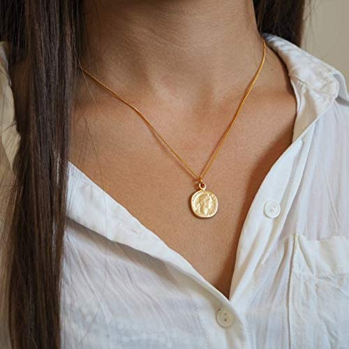 Handcrafted Gold Roman Coin Pendant Necklace, 24K Gold Plated Chain 18" + 1" Extension | Amazon (US)