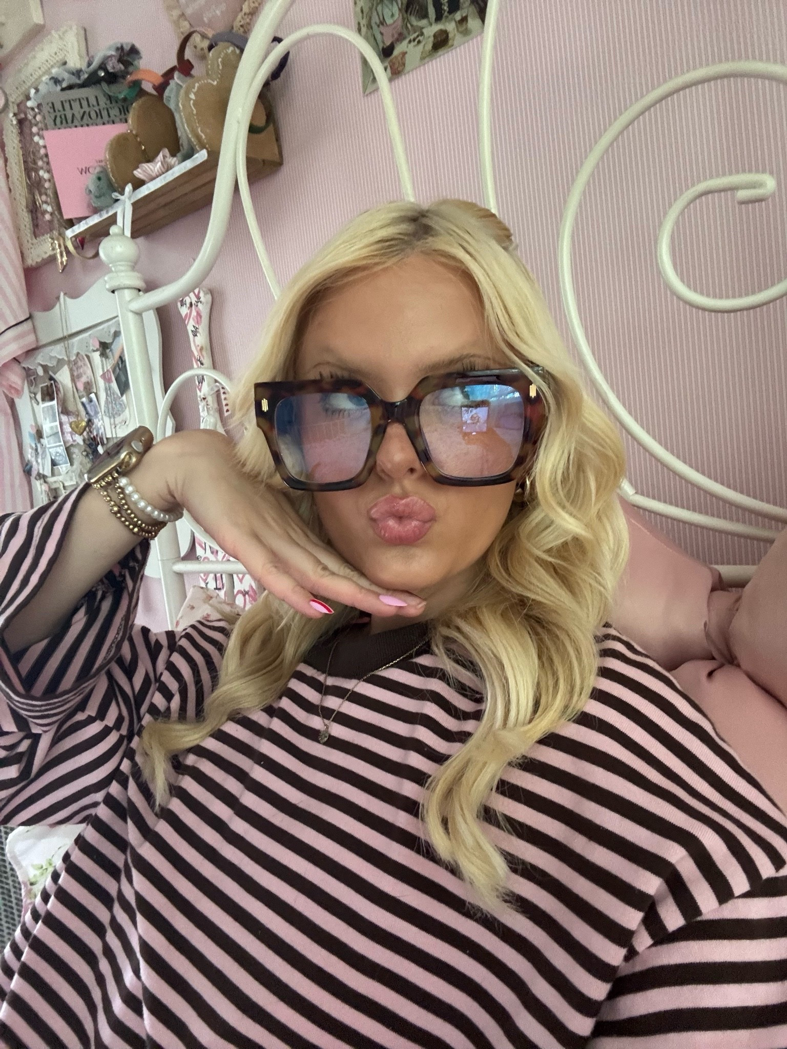 pink + brown for a cozy and whimsy work from home day!! loving wearing blue light glasses recently too, plus how cute are these stripes?!?

#LTKootd #LTKWorkwear #LTKdayinmylife