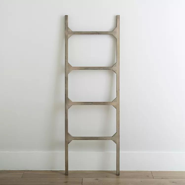 New! Gray Mango Wood Leaning Ladder | Kirkland's Home