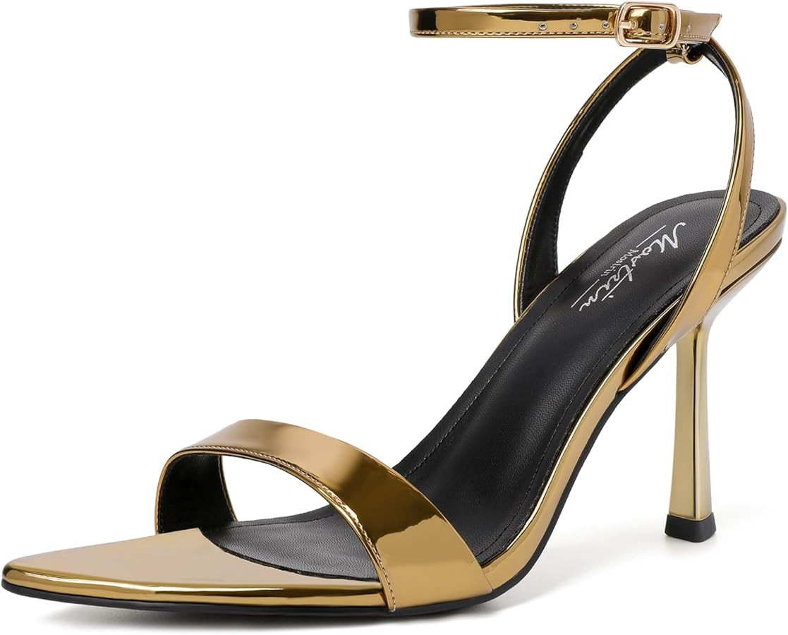 Mostrin Heels for Women Strappy Lace Up Ankle Strap Heels Pointed Open Toe Stiletto High Heeled S... | Amazon (US)