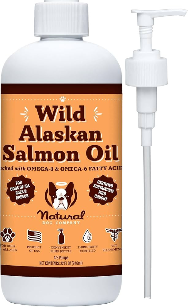 Natural Dog Company Pure Wild Alaskan Salmon Oil for Dogs (32oz) Skin & Coat Supplement for Dogs,... | Amazon (US)