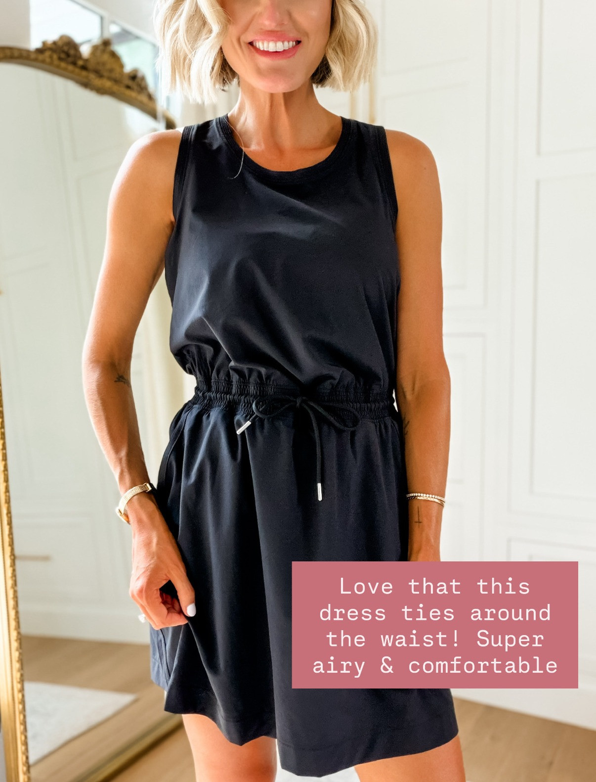 Love the material of this dress - very airy & comfortable! I think it's cute too that it ties around the waist! Wearing S! Currently 30% off!

Loverly Grey, target, sale, activewear, active dress, athleisure 

 #LTKActive #LTKSaleAlert