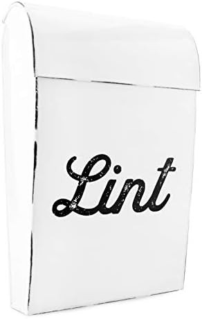 AuldHome Farmhouse Enamelware Lint Holder Bin; Distressed White Laundry Room Decor | Amazon (US)