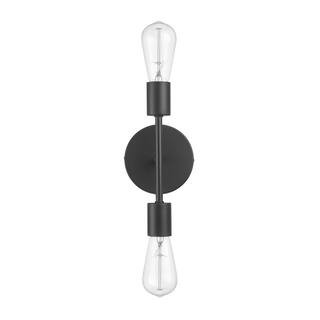 Hampton Bay Stockport 2-Light Matte Black Wall Sconce 65742 - The Home Depot | The Home Depot