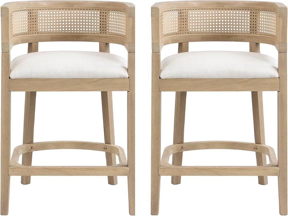 Merax Modern Rattan Bar Stools Set of 2, Counter Height Bar Stools, Modern Kitchen Island Chairs,... | Amazon (CA)