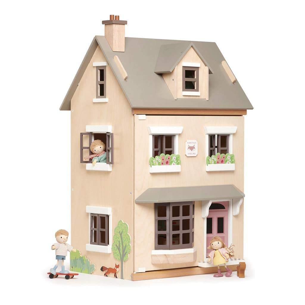 Tender Leaf Toys - Foxtail Villa - Furnished 27.95” Tall Town Style Pretend Play Doll House - E... | Amazon (US)