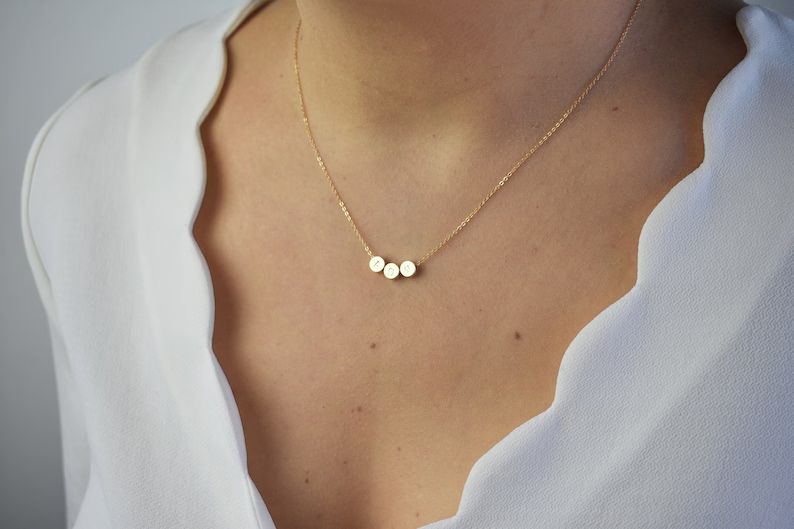 Custom Initial Necklace Tiny Dot Necklace Delicate Gold - Etsy | Etsy (US)