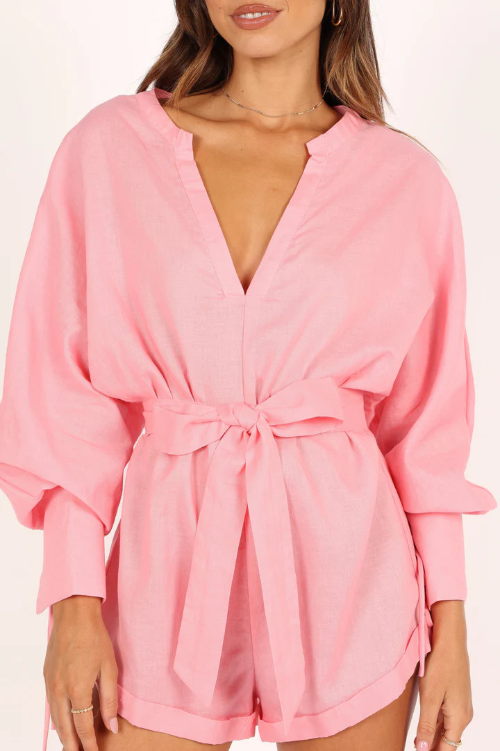 Dooley Long Sleeve Romper - Pink | Petal & Pup (US)