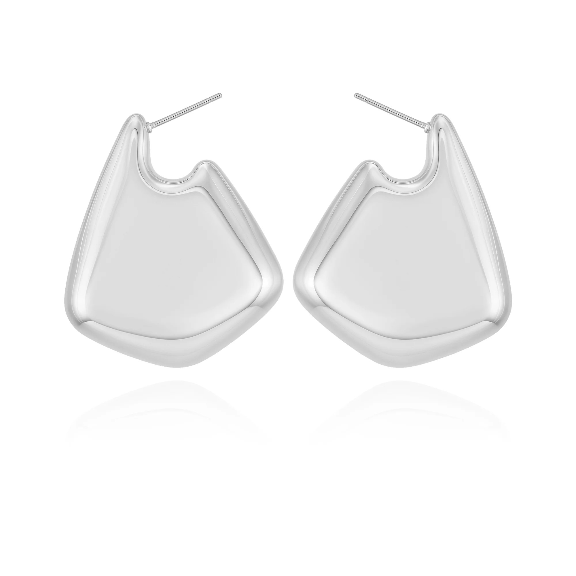 Time and Tru Women's Silvertone Large Bean Stud Earring | Walmart (US)