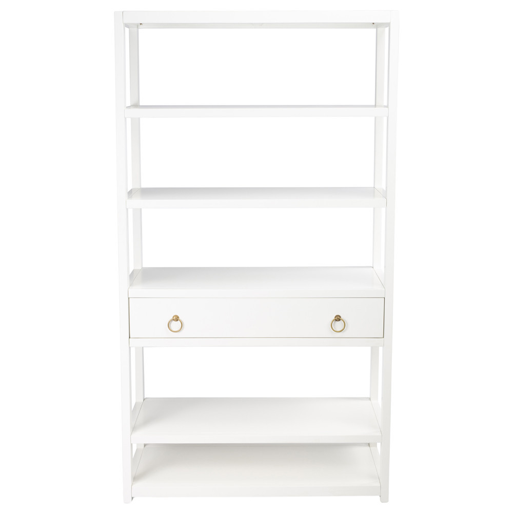 Allura Modern Classic White Wood Bookcase | Kathy Kuo Home