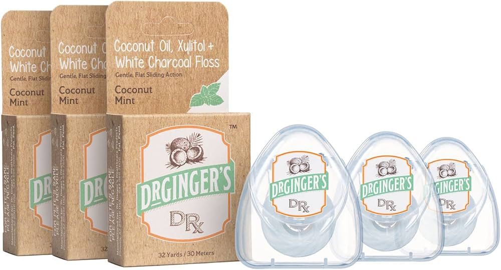 Dr. Ginger's White Charcoal Dental Floss with Coconut Oil & Xylitol for Pearly Whites, Fresh Brea... | Amazon (US)